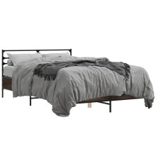 (brown oak, 135 x 190 cm) vidaXL Bed Frame Bed Base Grey Sonoma 120x200 cm Engineered Wood and Metal