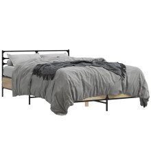 (sonoma oak, 120 x 190 cm) vidaXL Bed Frame Bed Base Grey Sonoma 120x200 cm Engineered Wood and Metal