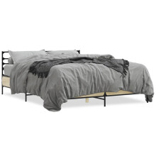(sonoma oak, 150 x 200 cm) vidaXL Bed Frame Bed Base Grey Sonoma 120x200 cm Engineered Wood and Metal