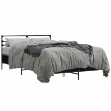 (black, 135 x 190 cm) vidaXL Bed Frame Bed Base Grey Sonoma 120x200 cm Engineered Wood and Metal