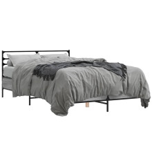 (grey sonoma, 135 x 190 cm) vidaXL Bed Frame Bed Base Grey Sonoma 120x200 cm Engineered Wood and Metal