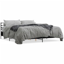 (black, 180 x 200 cm) vidaXL Bed Frame Bed Base Grey Sonoma 120x200 cm Engineered Wood and Metal