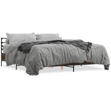 (brown oak, 200 x 200 cm) vidaXL Bed Frame Bed Base Grey Sonoma 120x200 cm Engineered Wood and Metal