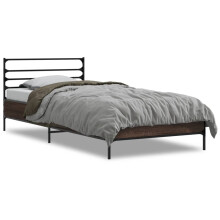 (brown oak, 100 x 200 cm) vidaXL Bed Frame Bed Base Grey Sonoma 120x200 cm Engineered Wood and Metal