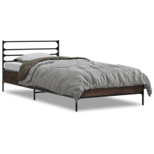 (brown oak, 90 x 190 cm) vidaXL Bed Frame Bed Base Grey Sonoma 120x200 cm Engineered Wood and Metal