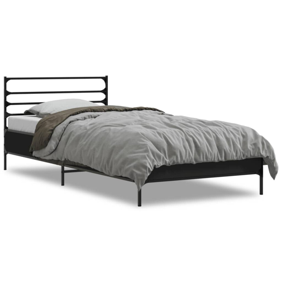 Vidaxl (Black, 100 X 200 Cm) Bed Frame Bed Base Grey Sonoma 120X200 Cm Engineered Wood And Metal