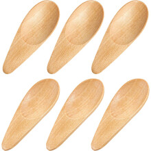 Handgefertigte Mini-Holzlöffel für Gewürzgläser, Massivholz mit glatter Oberfläche, wiederverwendbar für Kaffee und Tee, Naturfarbe, 6 Stück,