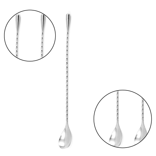 Κουτάλι ανάμειξης κοκτέιλ, από ανοξείδωτο ατσάλι, ιαπωνικό σταγονοειδές άκρο για 2