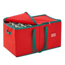 Premium Ornament Storage Bag Box, Holds 128 Baubles, Dividers, Trays