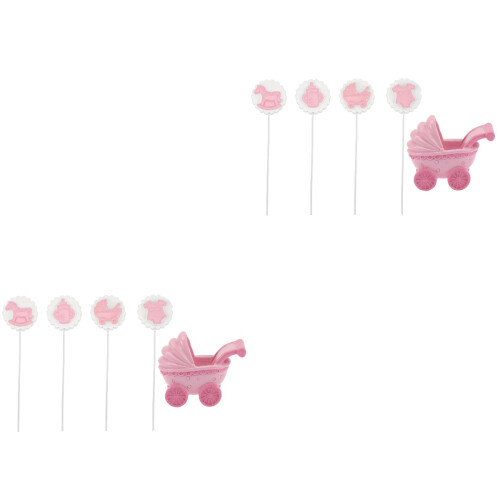 10Pièces Cake Topper Bébé Rose Pour Décor Gâteau 2