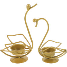 4Pcs Golden Metal Tea Light Candle Holders Vintage Desktop Decor