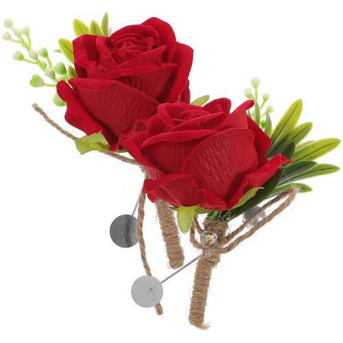 10 Pezzi Cravattini Nuziali Per E Sposa, Boutonniere Rosa
