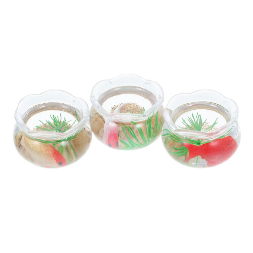 3Pcs Miniatura Com Koi Plástico Transparente