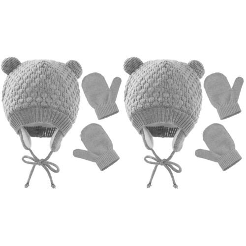 2Conjuntos Kit Inverno Chapéu E Luvas De Crochê 1