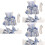 3Pcs Small Pet Bunny Harness with Bow Design and Leash Sky-Blue Set 6