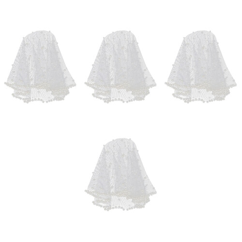 4Pièces Voile Court Perlée Élégant Accessoire Tête 2