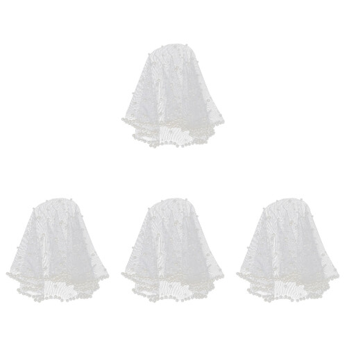 4Pièces Voile Court Perlée Élégant Accessoire Tête 1