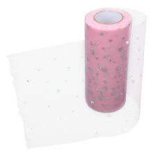 2Rolls Pink Lightweight Polyester Tulle Ribbon for Handmade Gift Bows