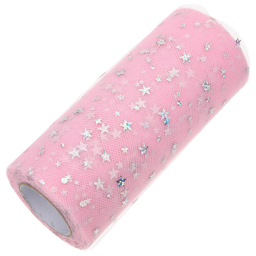 2Rolls Pink Lightweight Polyester Tulle Ribbon for Handmade Gift Bows 1