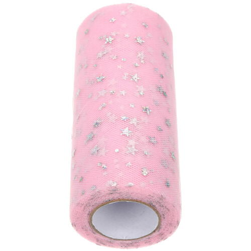 2Rolls Pink Lightweight Polyester Tulle Ribbon for Handmade Gift Bows 2