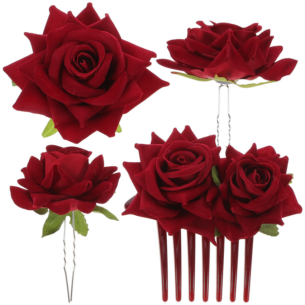 2 Set A Rosa Artificiale Bobby Pin Per Sposa ( )-image