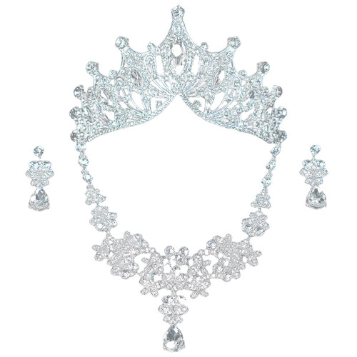 3 Sets Bruiloft Sieraden Bruids Tiara Oorbellen Ketting