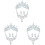 3 Sets Bruiloft Sieraden Bruids Tiara Oorbellen Ketting 2