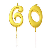 6 Stuks 60 Verjaardagskaars Cijfer Goud Voor Decoratie