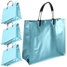 8Stk Glänzende Blaue Tragetaschen Wiederverwendbar Für Geschenke