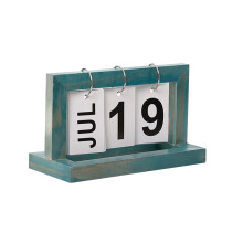 2Stk Brief Holz Blattumdreh-Kalender Für Wohn Und Bürodekoration Blau