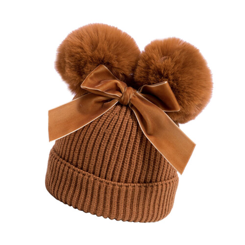 Chapéu De Tricô Com Dois Pompons E Para Bebê 1