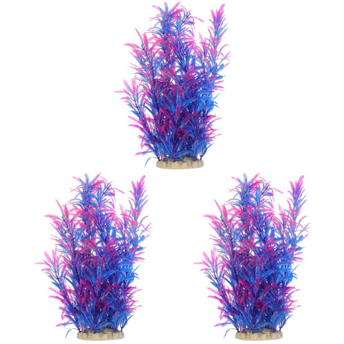 3Pcs Decoração De Aquáticas, Grama Falsa Para E 1