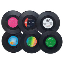 Non-Slip Design Record Coasters, Absorbent Material, Funny Design For Drinks, Vinyl Disk Coasters Protects Wooden Or Glass Tables, Hot And Cold Drink
