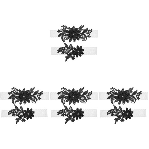4Sets Comfortabele Zwarte Kant Garter Bruid Bruiloft Accessoire 2