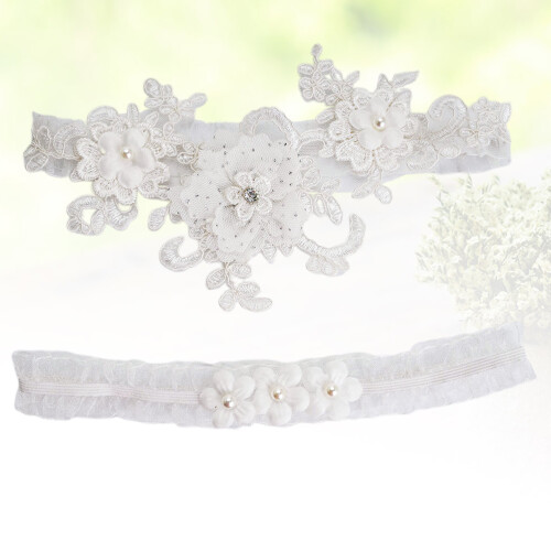 2 Bruids Garters Kant Bloem Elastisch 40-55 Cm 1