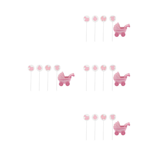 20Pièces Accessoires Gâteau Baby Shower Rose Stroller 1