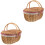 2Pcs Cesta De Com Alças E Tampa Trançado 5