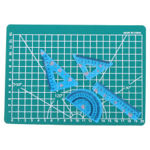3Sets Blaue Mini Lineal-Deko Und Matte Für Puppenschulzubehör