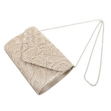 3Ud Clutch Beige Con Encaje Para Fiesta Y Mujer