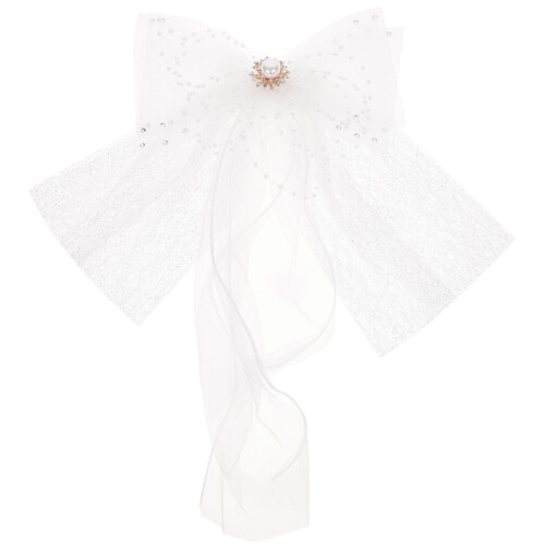 Bridal Bow Veil, Veluccio Sposa Con Nastro E Fermaglio 1