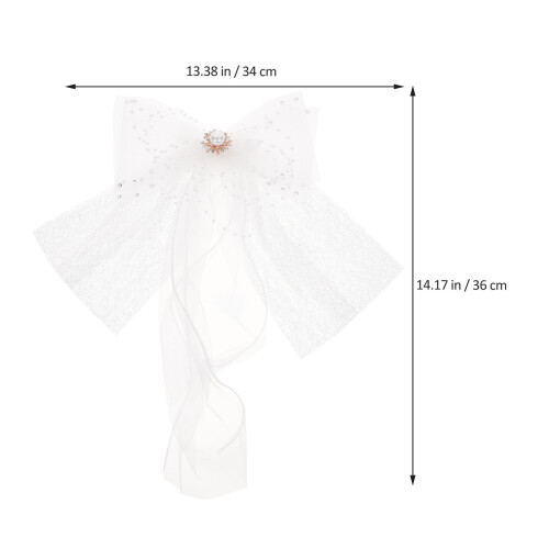 Bridal Bow Veil, Veluccio Sposa Con Nastro E Fermaglio 2
