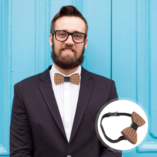 Wooden Bowtie Con Geometrico Traforato Per 1