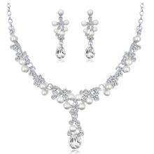 1Set Silver Women's Necklace Earrings Set Dangle Drop Bridal Jewelry