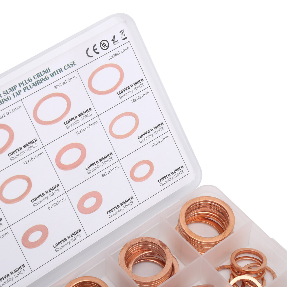 Copper Gasket 150Pcs Flat Sealing Rings O Rings Washers For House Plumbing 4611359861370