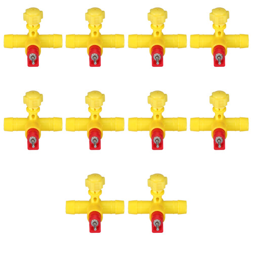 10pcs Automatic Chicken Water Feeder Nipples - Yellow & Red, Durable Plastic 2