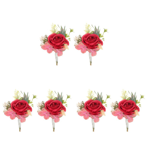 6Pièces Corsages Rouges Artificielle Mariage 2