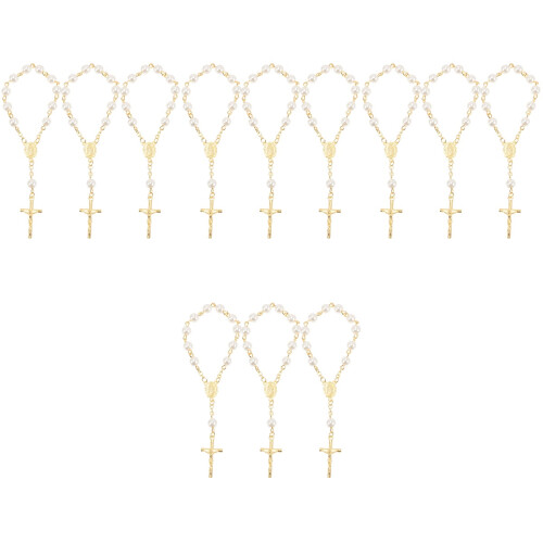 12 Pezzi Rosari Battesimo Con Perline Placcate Finto Perle Regalo 2