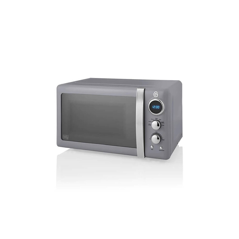 Swan Retro 20L Digital Microwave, 5 Power Levels, 12 Auto Cook Pre-sets, Defrost by Weight or Time, LED Display, 800W, Grey, SM4425GRY - Image 9