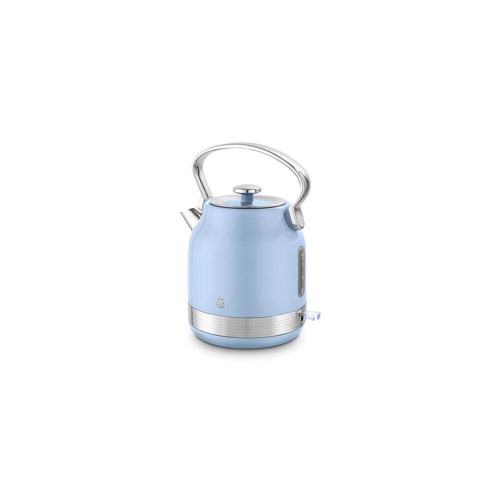 Swan Retro Jug Kettle: Fast Boil,, Limescale Filter, Easy Pour, 3Kw Blue 1.7L