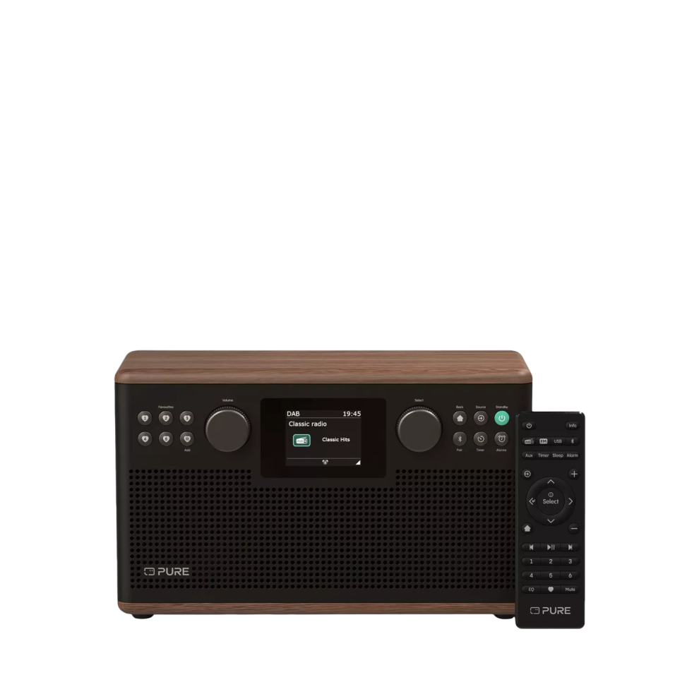 Pure Classic H6 Dab+ Fm Stereo Bluetooth Radio, Walnut Wood Finish